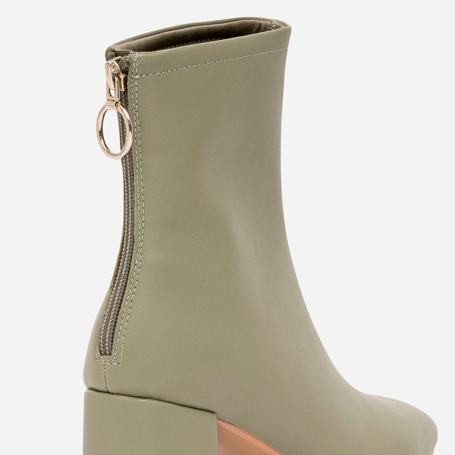 Boots kaki mat à zip arrière