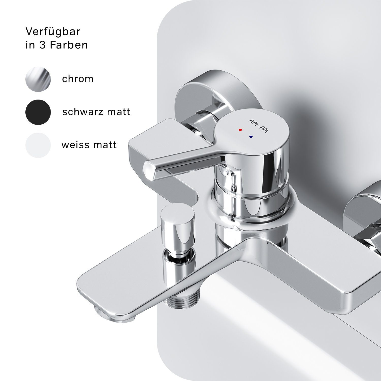 AM.PM Wannenarmatur Badewannenarmatur X-Joy S Bad Armatur, Wasserhahn (Mischbatterie) Keramikkartusche 35mm, Mischbatterie Badewanne, Wasserhahn Bad