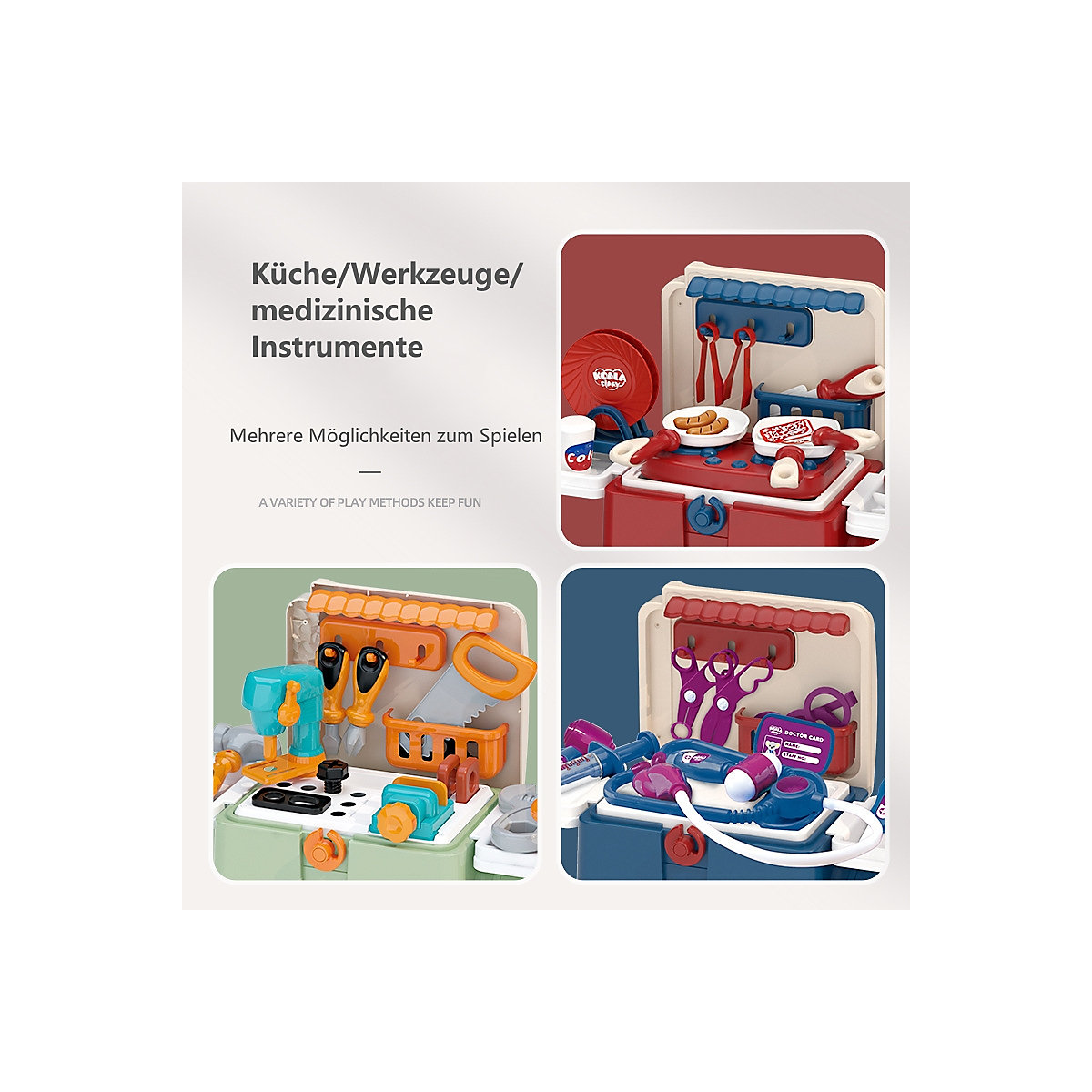 Retro-Multifunktions-Zugsimulationsgeschirr-Spielzeugset Multifunktionales Spielhaus, mobiler Esstisch, Auto, Kinderspielzeug