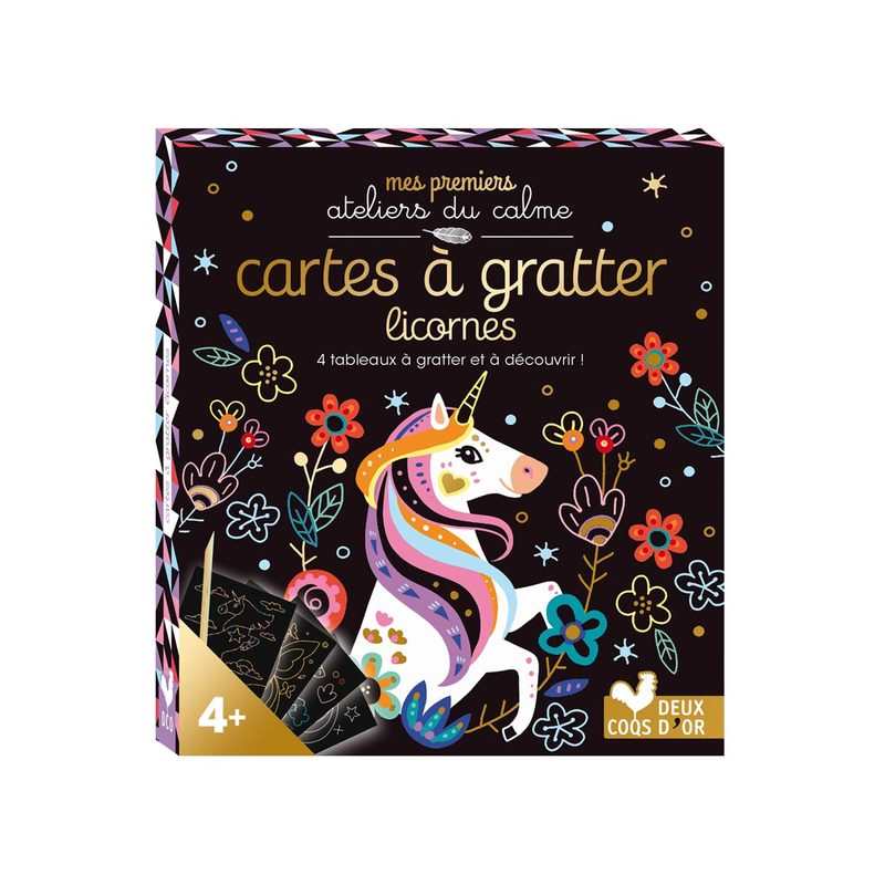 Mes premiers ateliers du calme cartes à gratter licornes - Deux Coqs d’Or