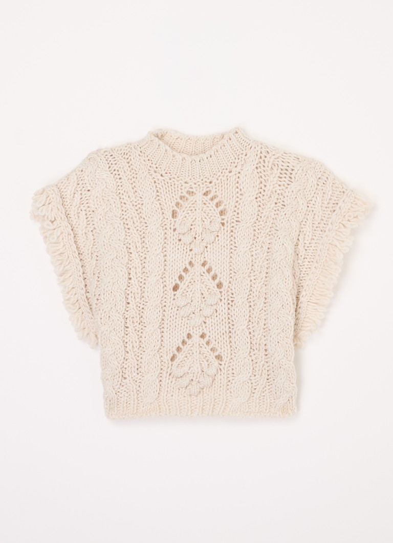 Benetton Cable-knit cape in wool blend