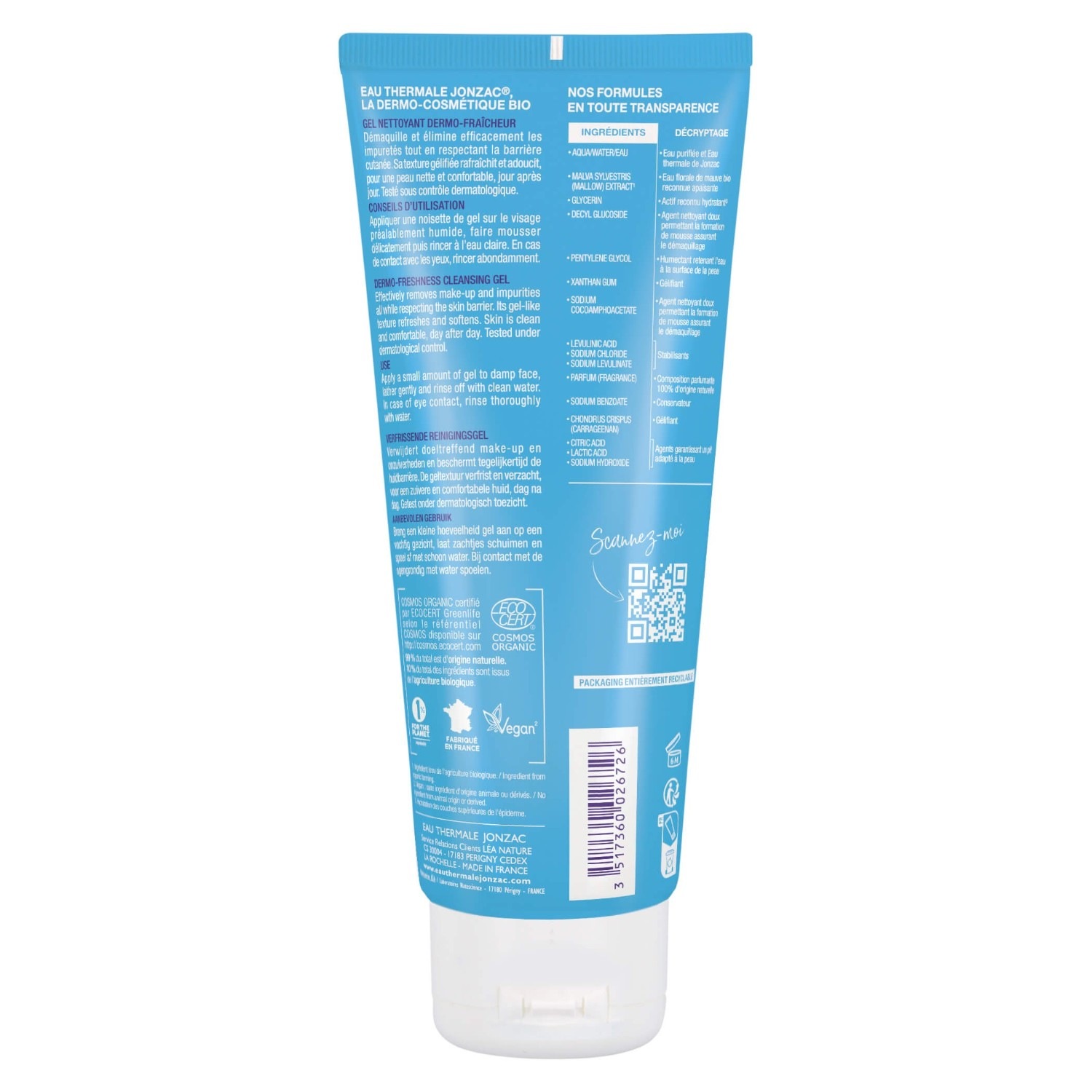 Gel detergente Jonzac Dermo-Fresh