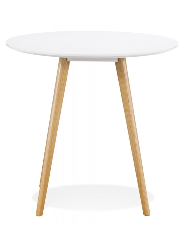 KADIMA DESIGN Runder Esstisch Weiß mit Eichenbeinen 90 cm | für 5 Personen in Weiß-Beige günstig kaufen onesize