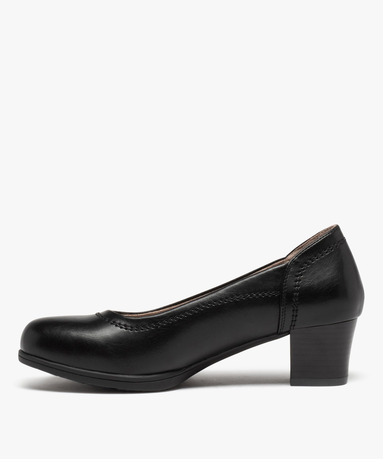 Escarpin confort à bout rond et petit talon femme noir | GEMO