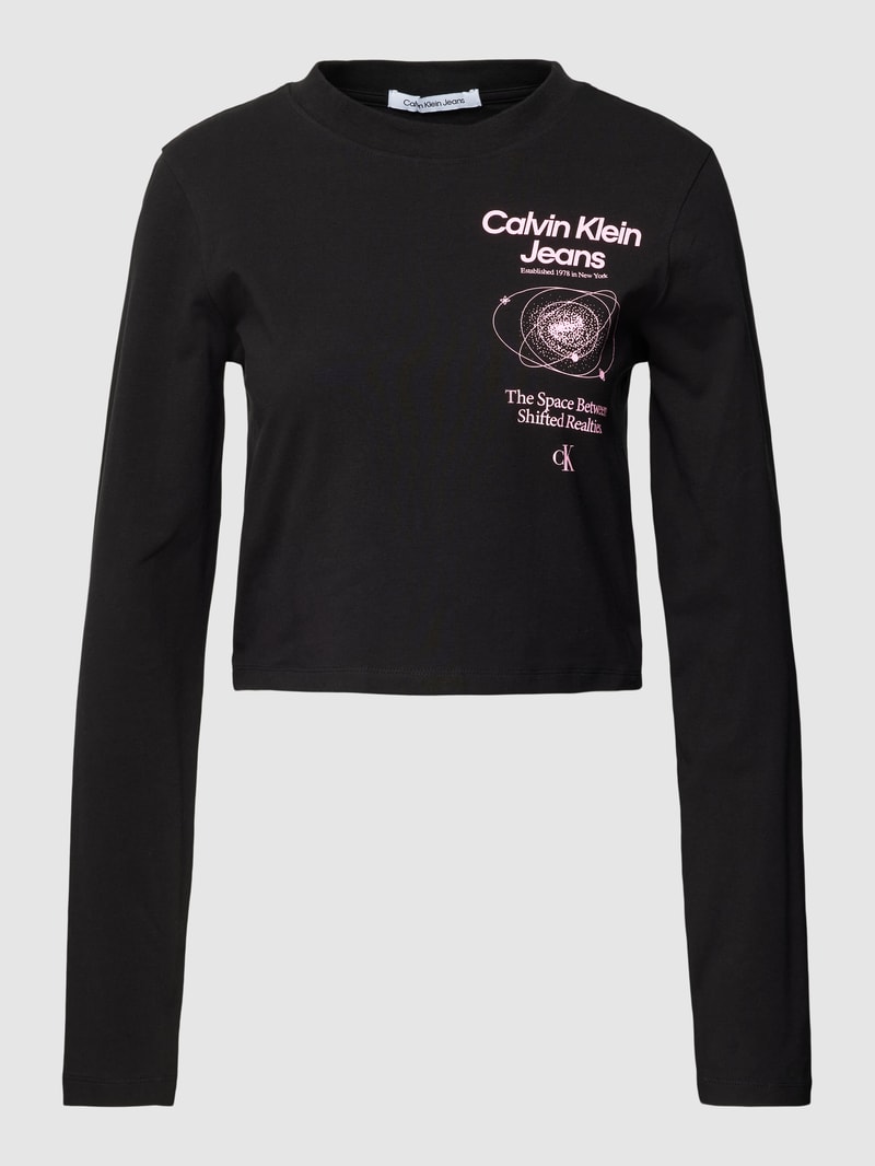 Cropped Longsleeve mit Motiv-Print Modell 'GALAXY PRINT' in black