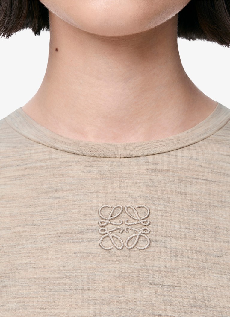 LOEWE Wool long-sleeved shirt with logo embroidery
