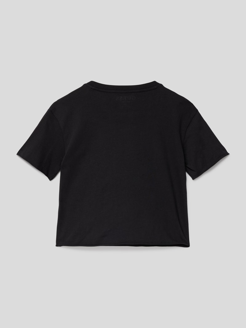 T-Shirt mit Ziersteinbesatz in schwarz