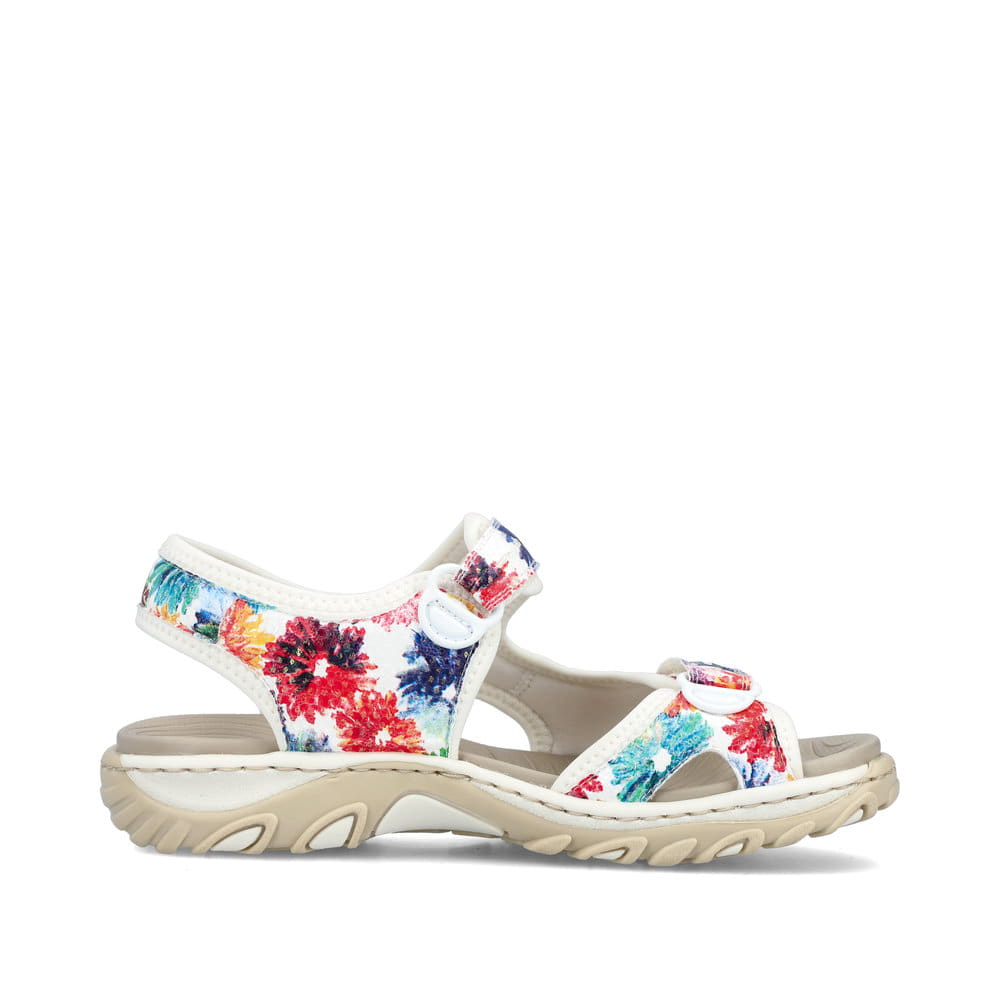 Rieker Damen Trekkingsandalen geblümt-reinweiß