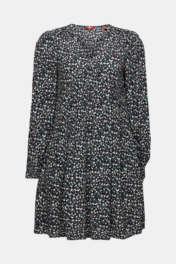 V-Neck-Kleid mit Print und Raffungen