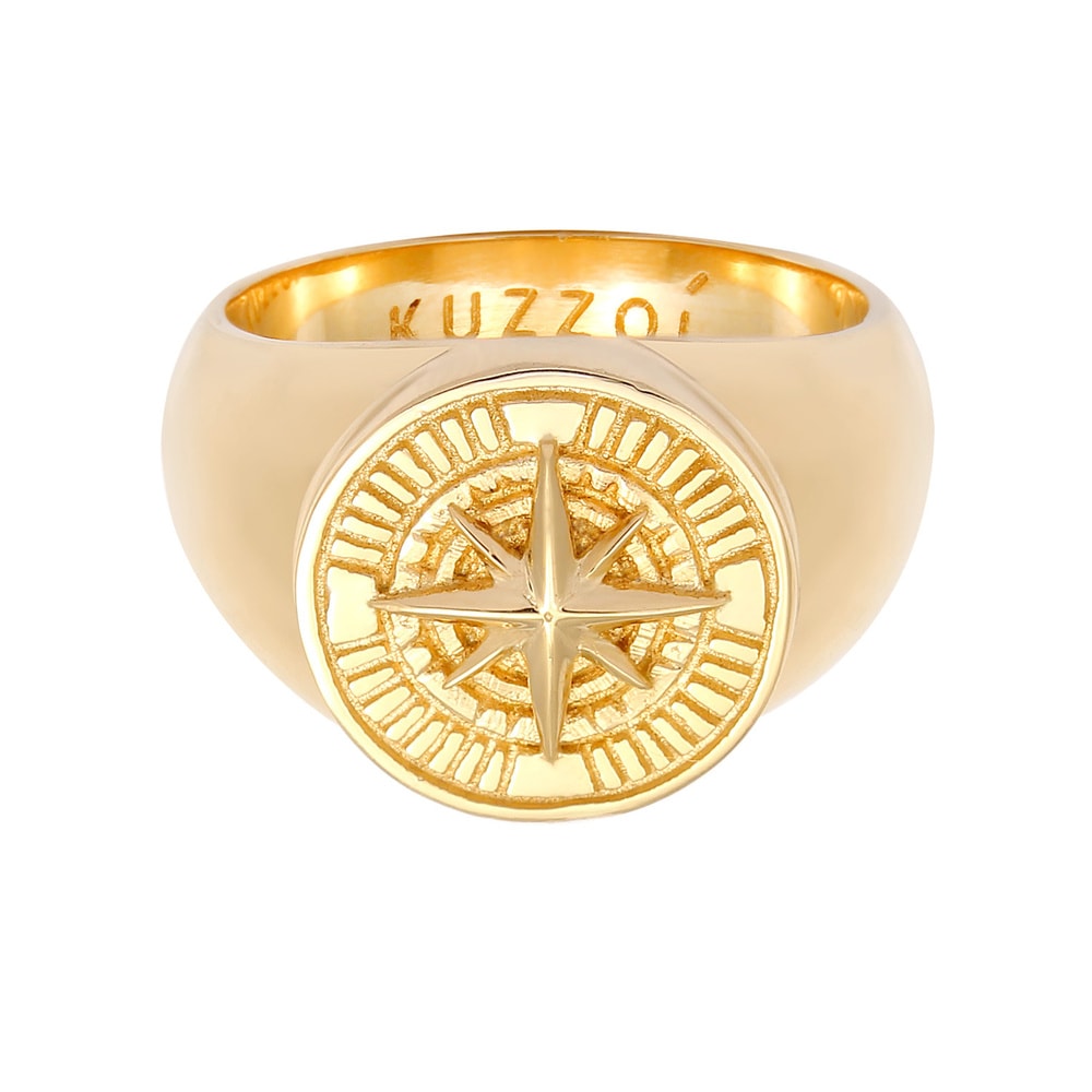 KUZZOI KUZZOI Bague Hommes sceau boussole vintage en argent sterling 925 Bague