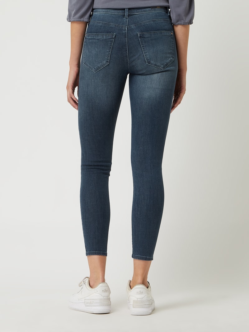 Skinny Fit Mid Waist Jeans mit Stretch-Anteil Modell 'Wauw' in dunkelblau