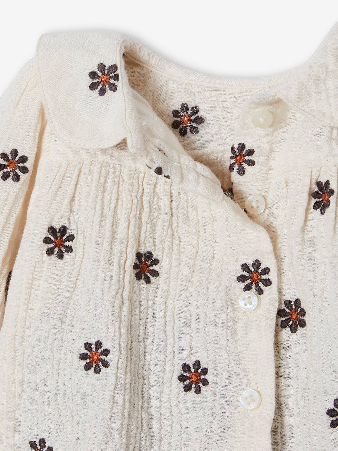 Ensemble 2 pièces bébé blouse et bloomer écru