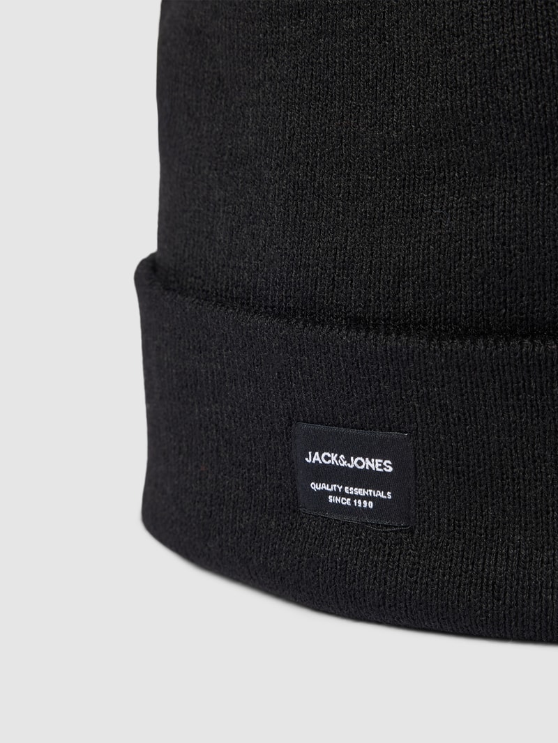 Beanie mit Label-Detail Modell 'DNA' in schwarz