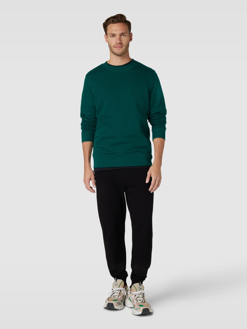Sweatshirt mit Rundhalsausschnitt Modell 'TILO' in dunkelgrün