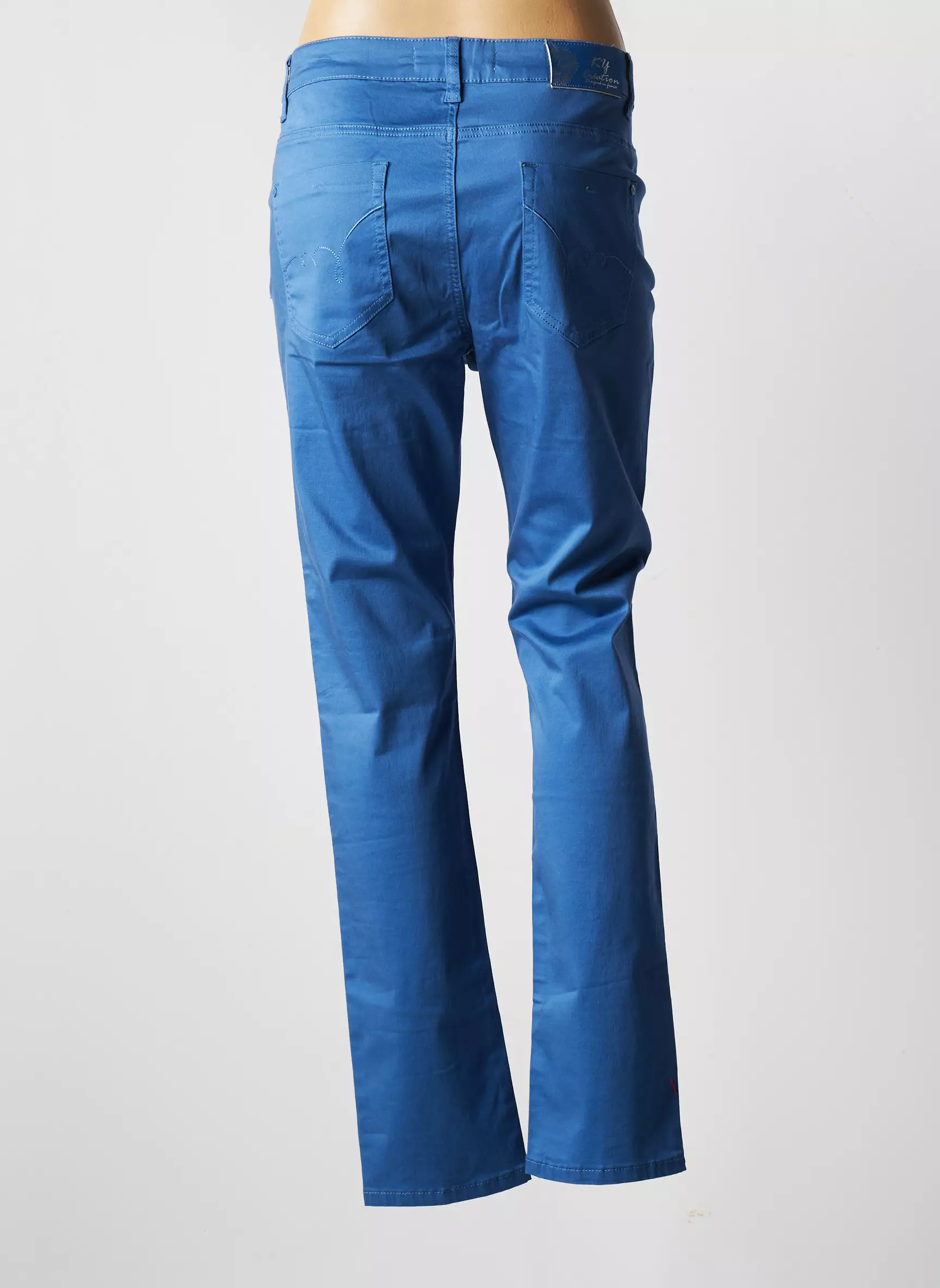 Ky Creation Pantalons Slim Femme couleur bleu