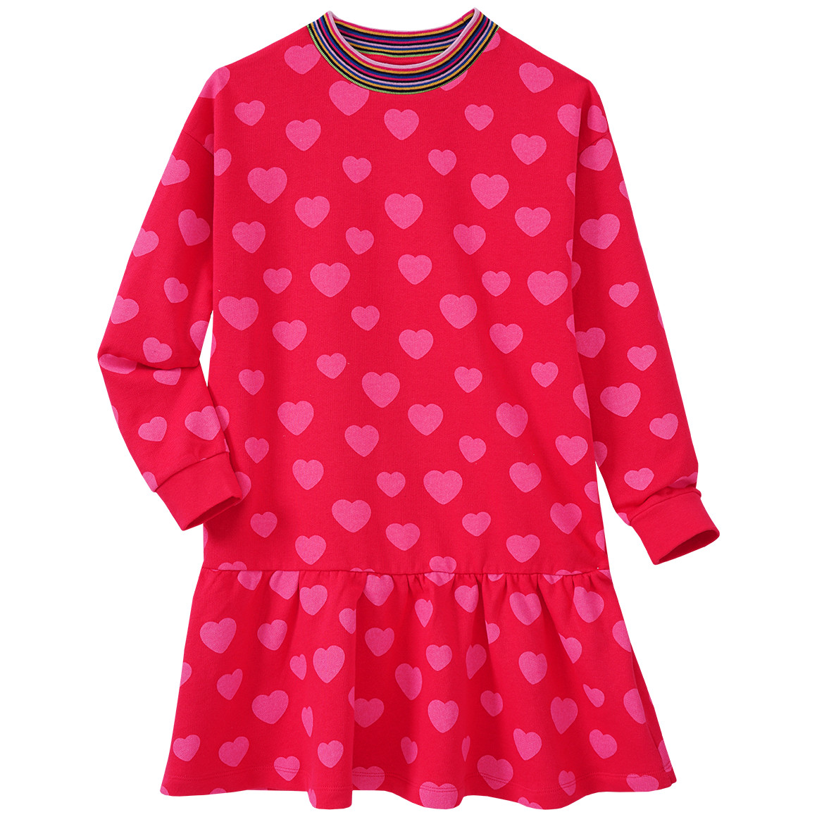 Mädchen Sweatkleid mit Herz-Print