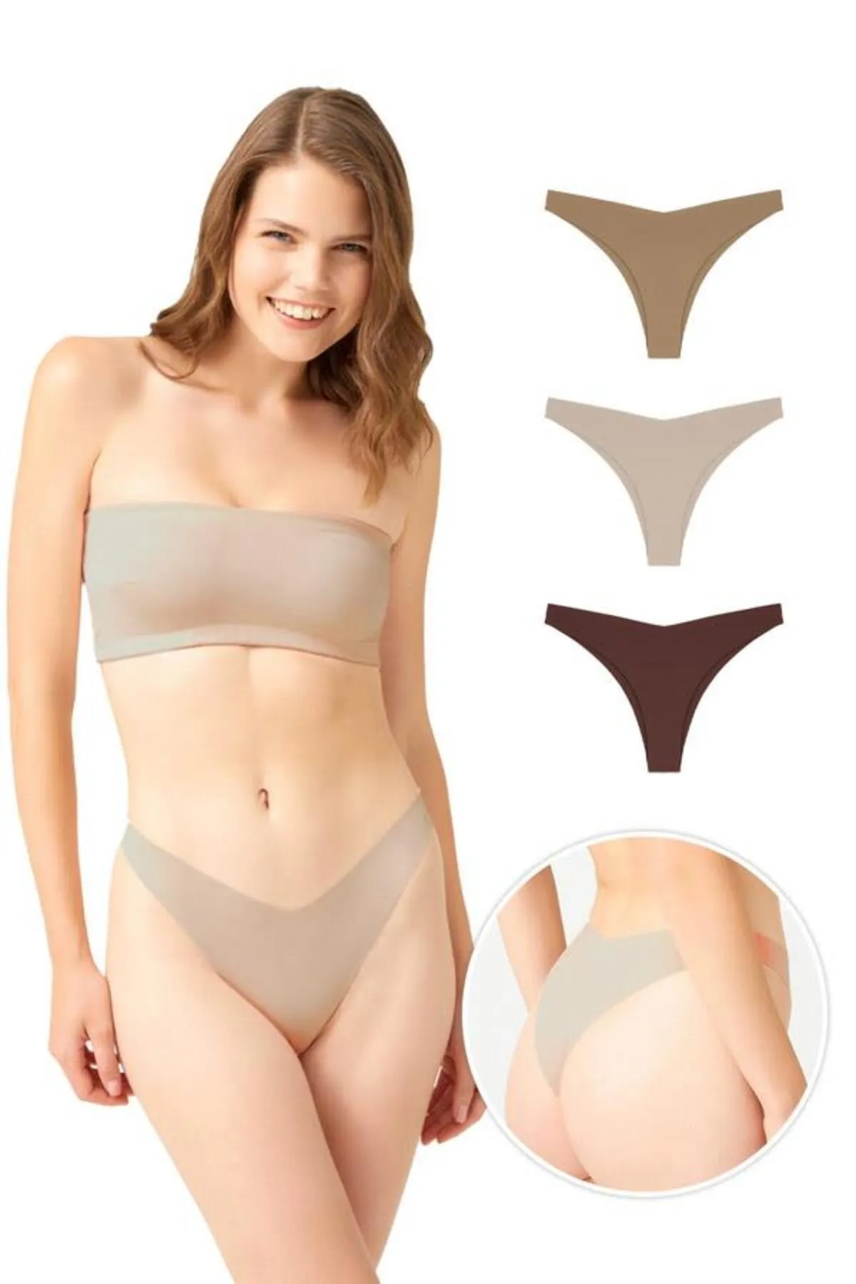 Cottonhill  Lasergeschnittene brasilianische Höschen für Damen im 3er-Pack