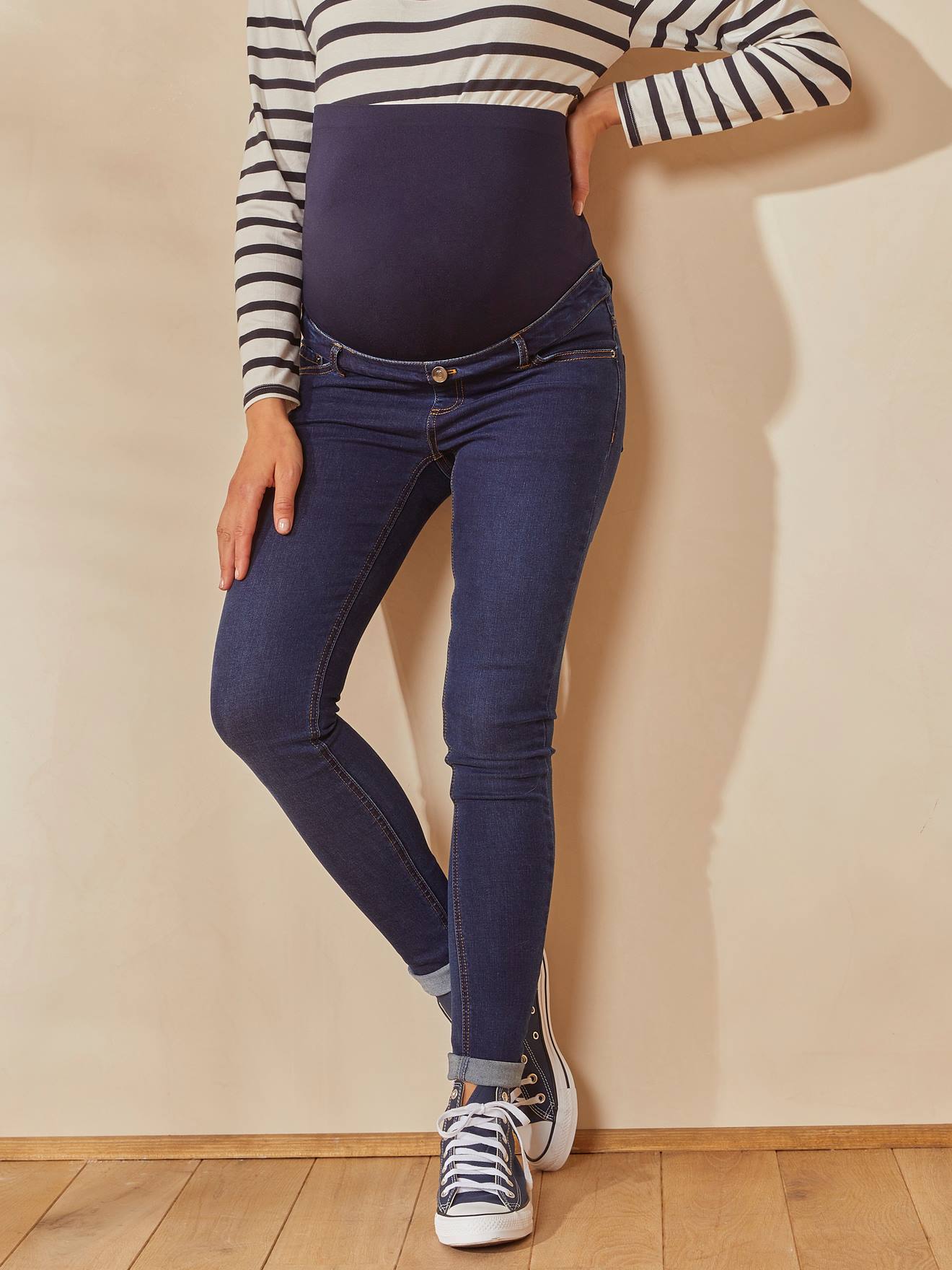 Vertbaudet Umstands-Jeans mit Stretch-Einsatz, Skinny-Fit - blue stone