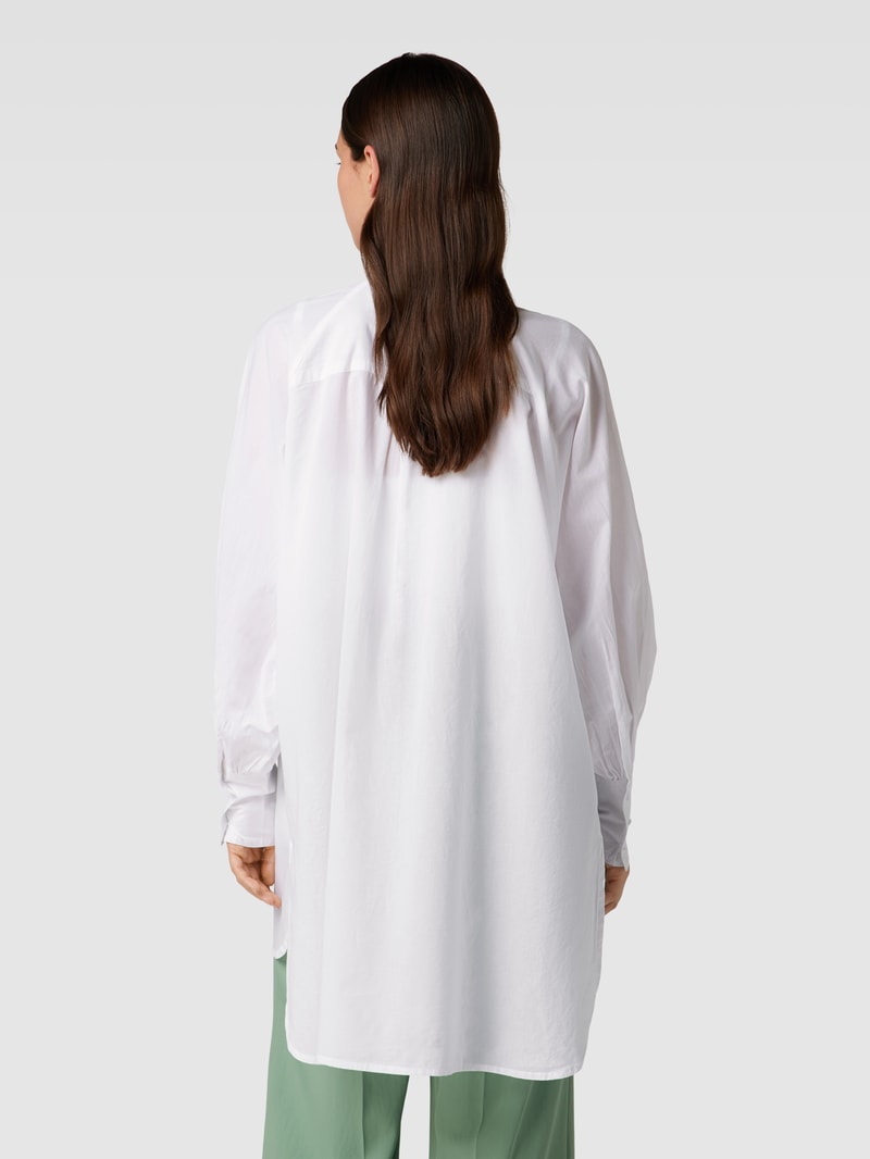 Longbluse mit Umlegekragen in weiß