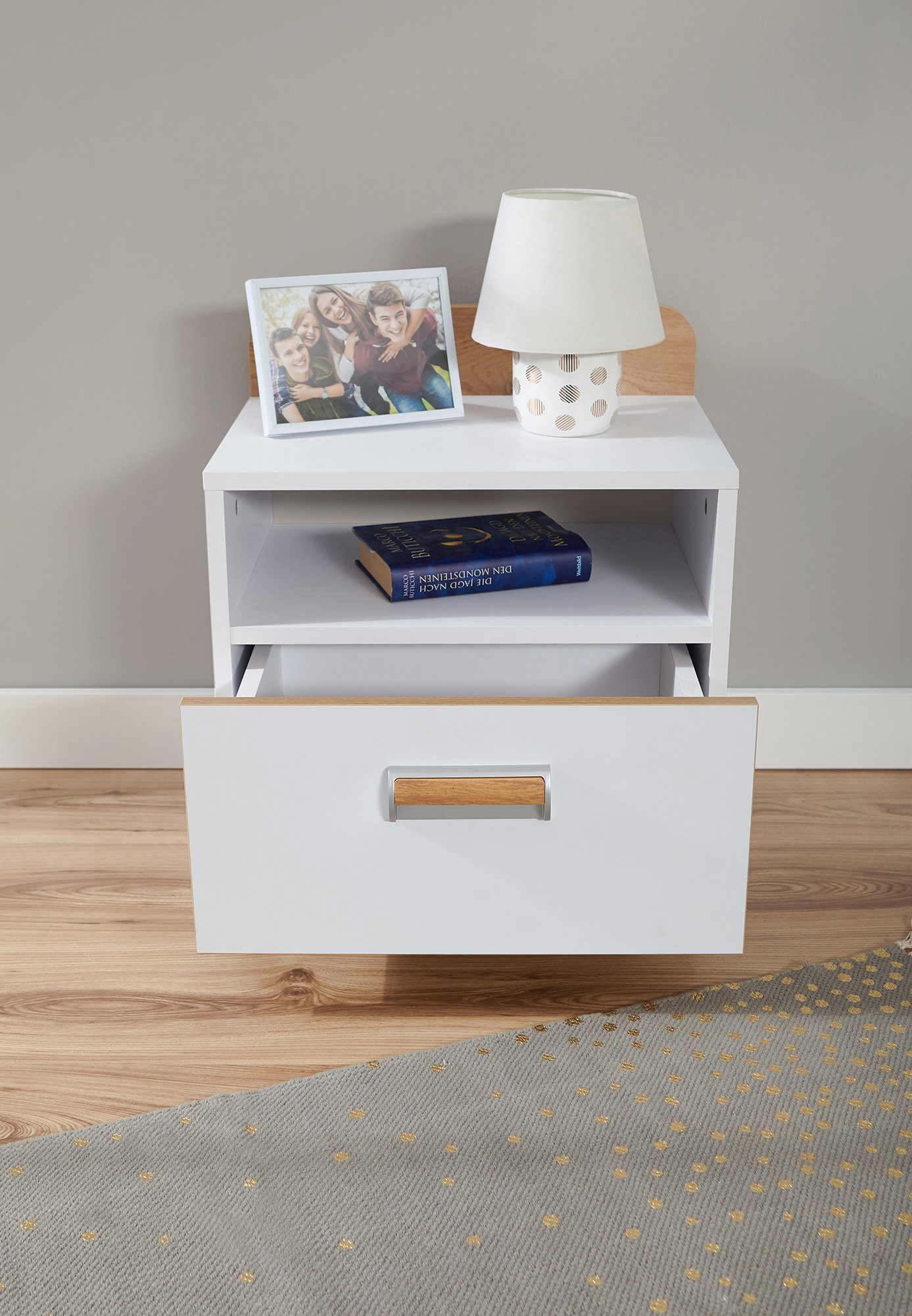 Ticaa Jugendzimmer-Set Lori, (Set, 6-St., Bett, Schrank, Schreibtisch, Standregal, Wandregal, Nachttisch), Bett + Schrank + Schreibtisch + Standregal + Wandregal + Nachttisch