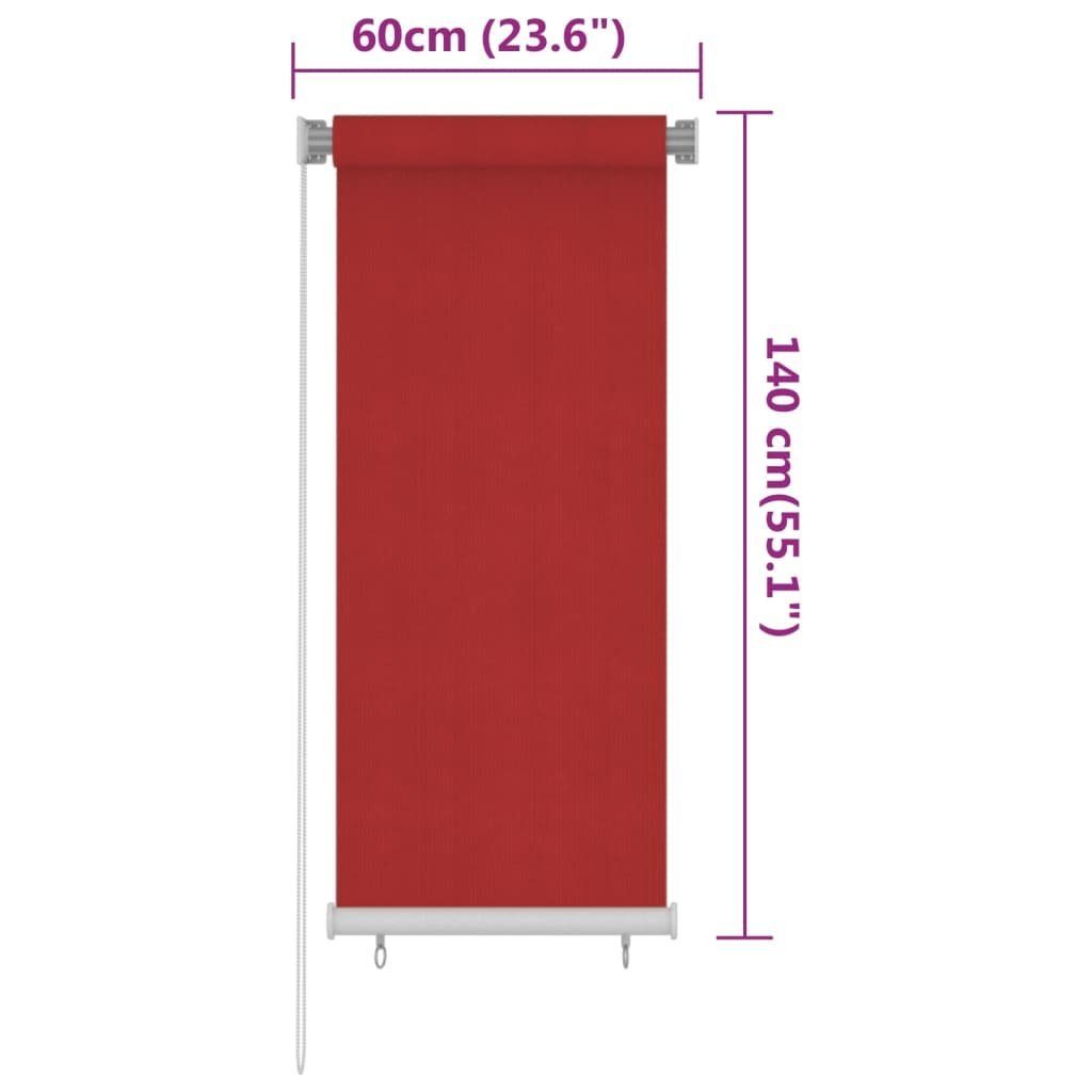 Rollo Außenrollo 60x140 cm Rot HDPE, vidaXL