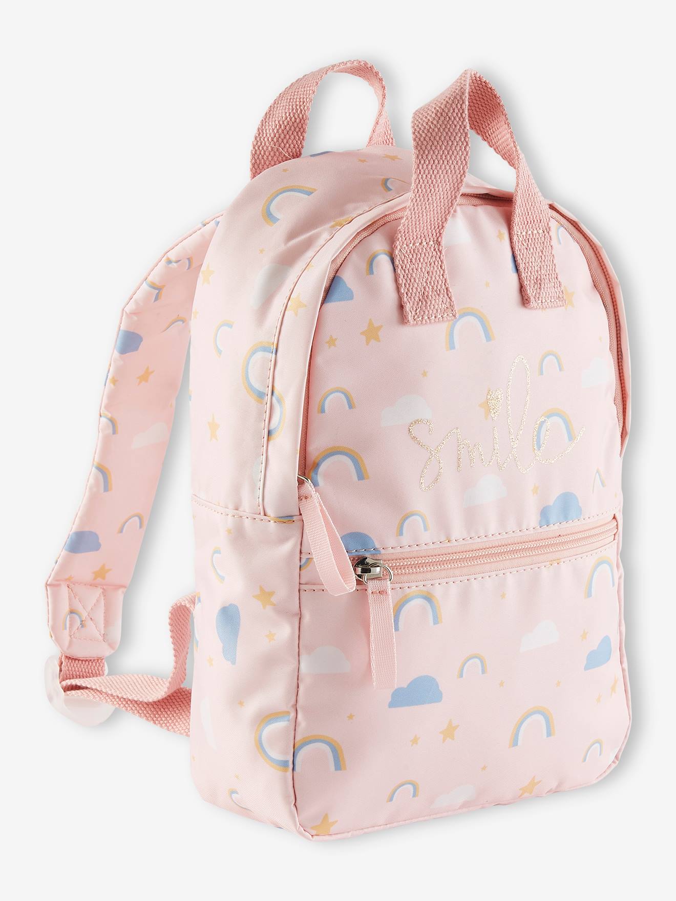 Sac à dos arc-en-ciel fille rose imprimé