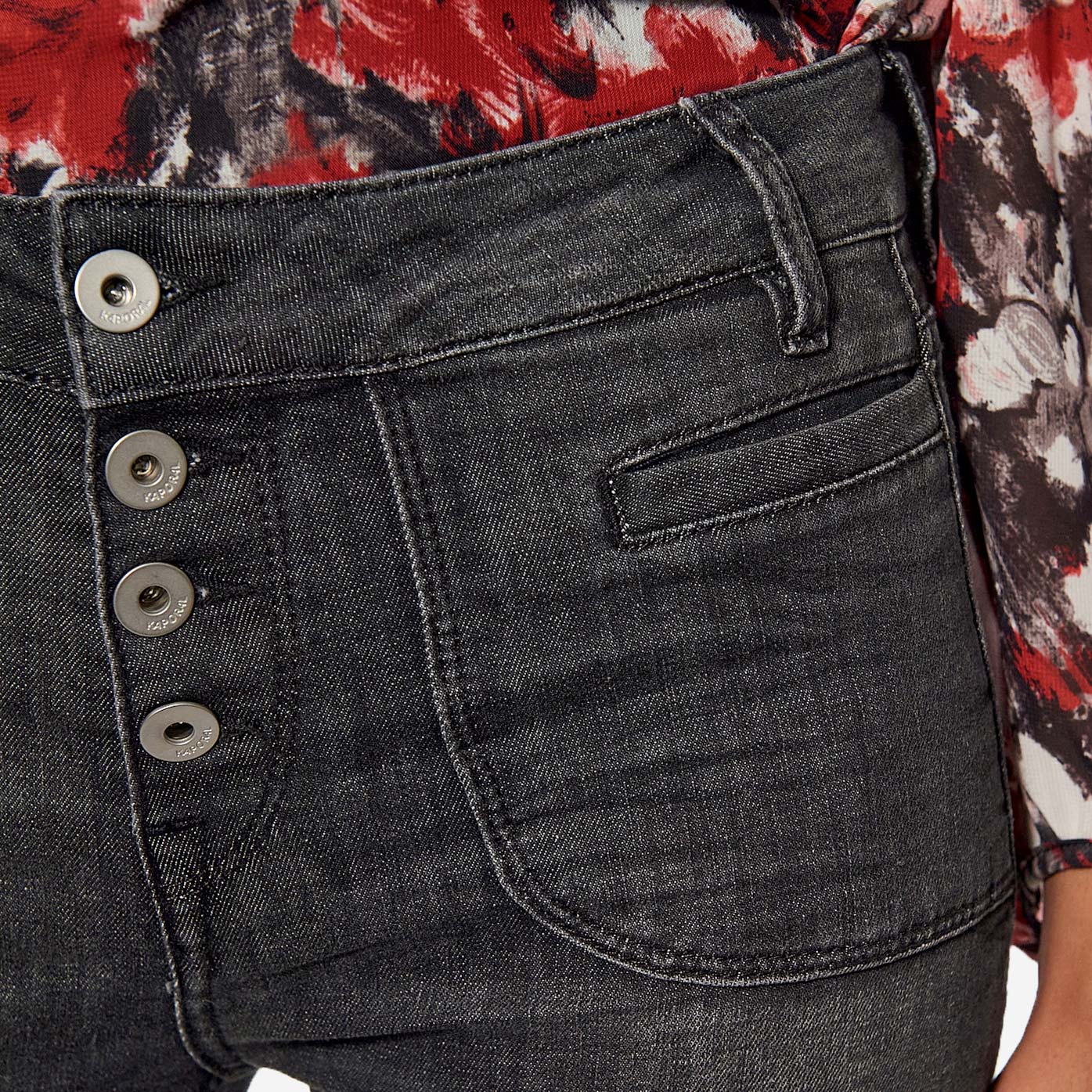 LUCKY  Jean noir bootcut Femme