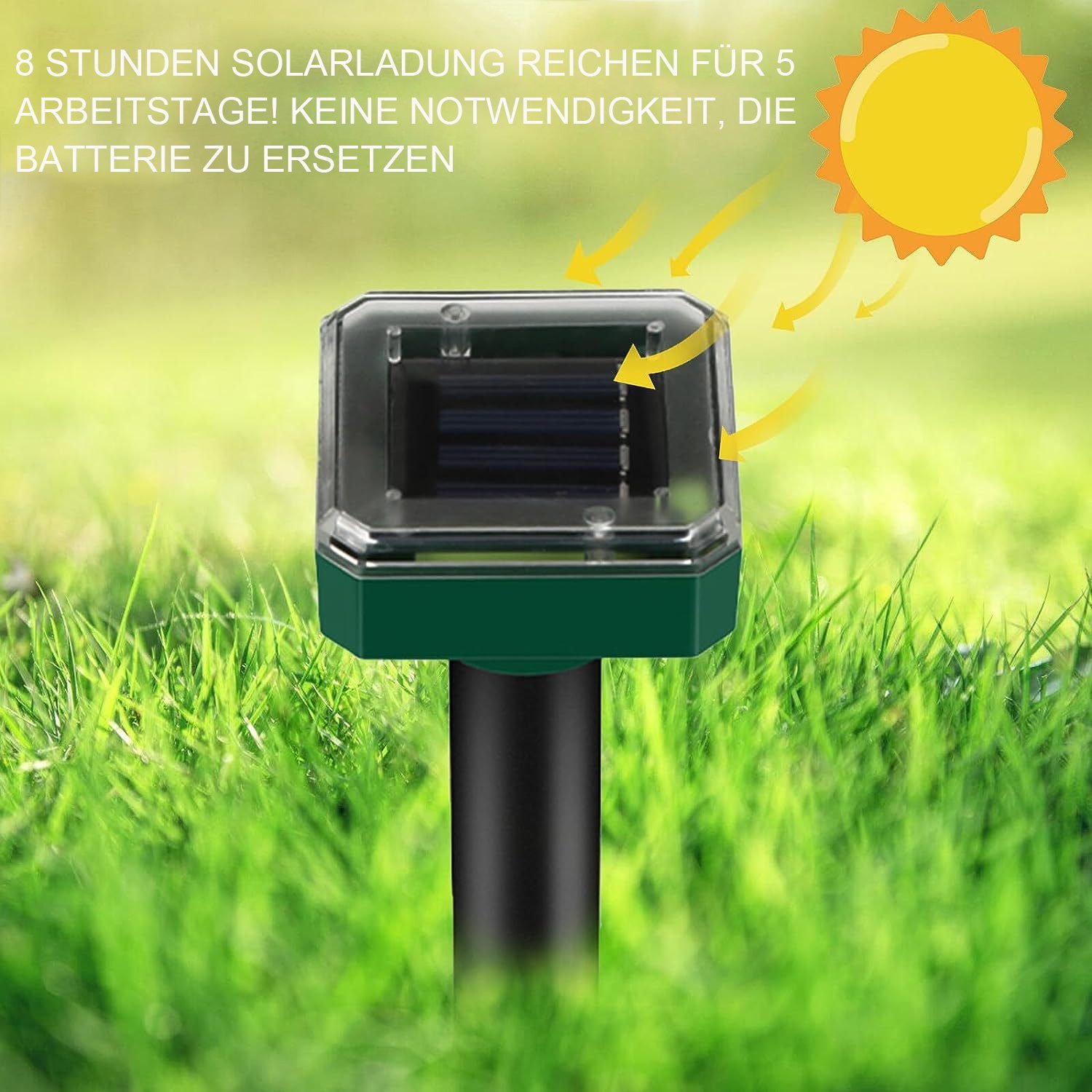 KINSI Ultraschall-Tierabwehr Katzenschreck 4 Stück, Solar-Katzenschreck, wasserdicht, Analoge Vibration