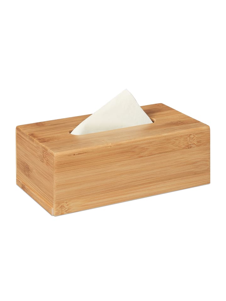 relaxdays Kosmetiktücherbox in Natur - (B)24,5 x (H)8,5 x (T)13,5 cm günstig kaufen onesize