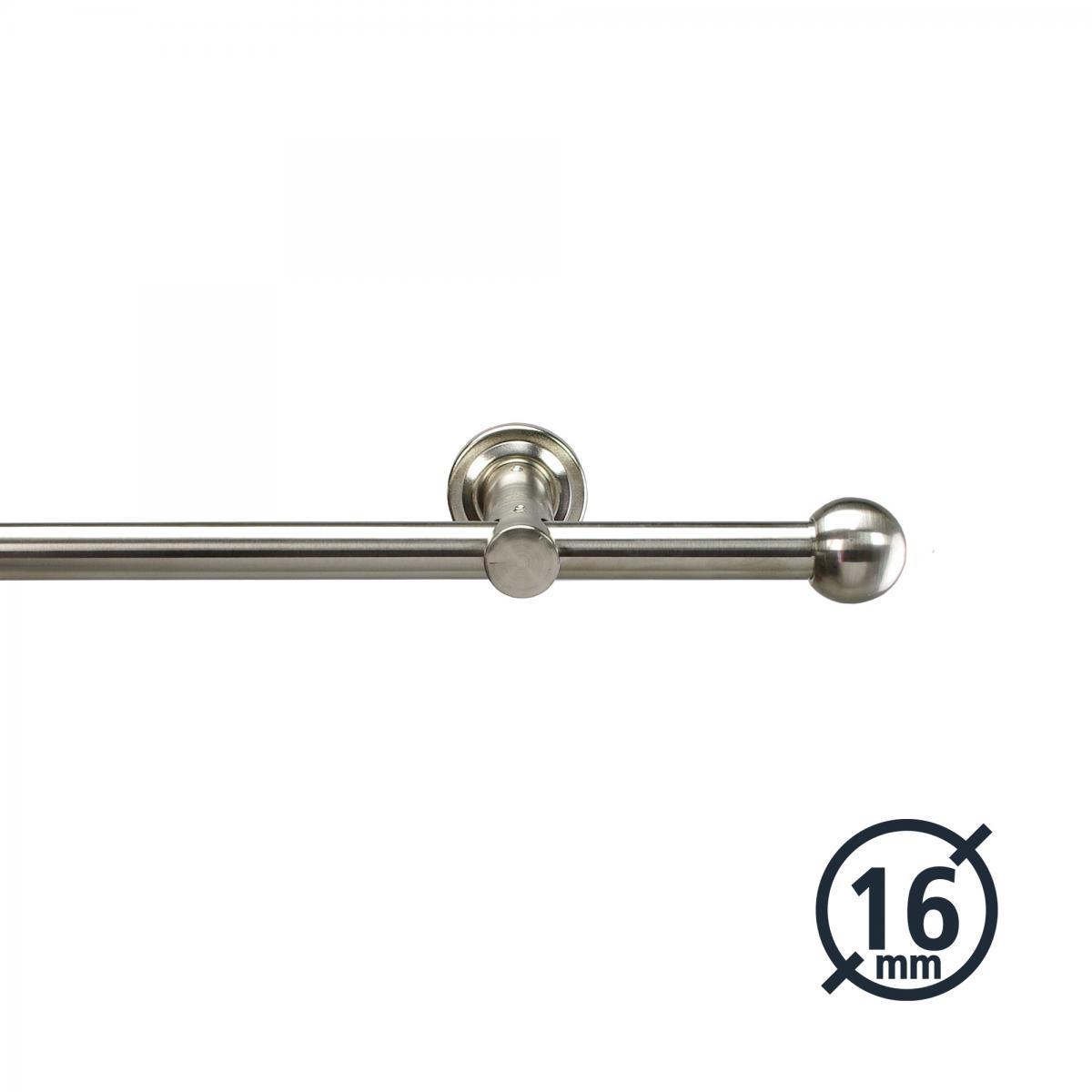 Bella Casa Gardinenstange, Stilgarnitur, Komplettgarnitur - Modern line 16 mm Kugel 120 cm edelstahloptik