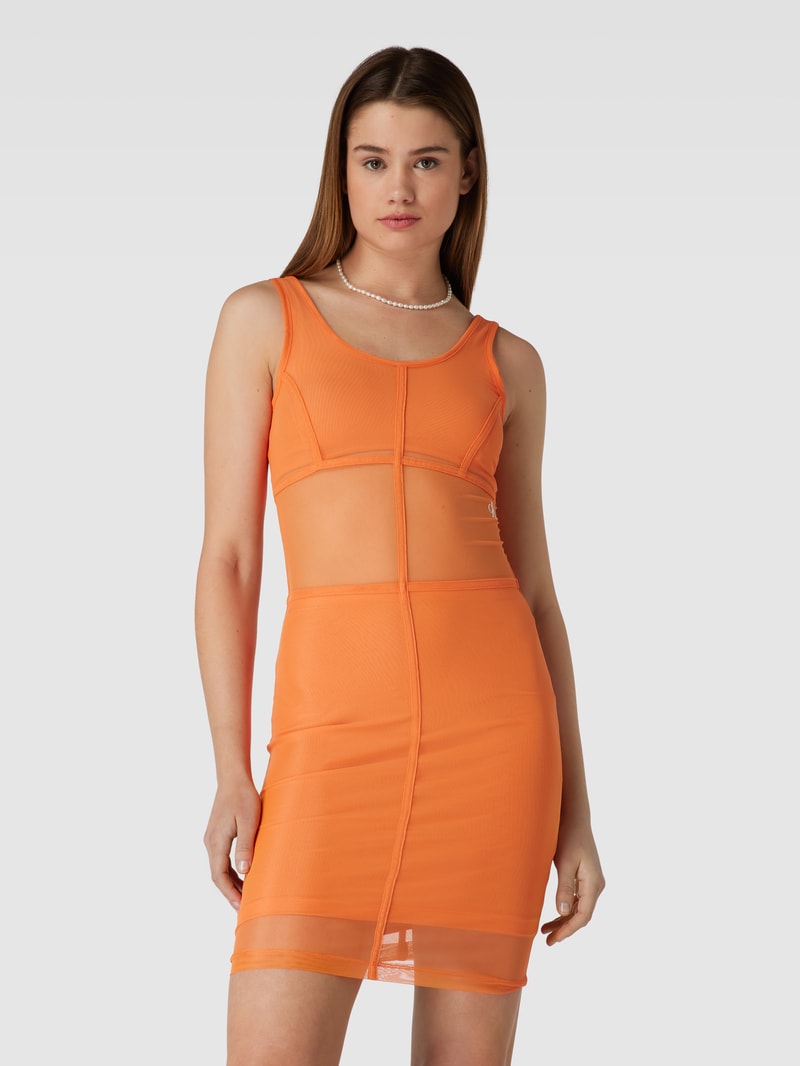 Minikleid mit Meshbesatz in orange