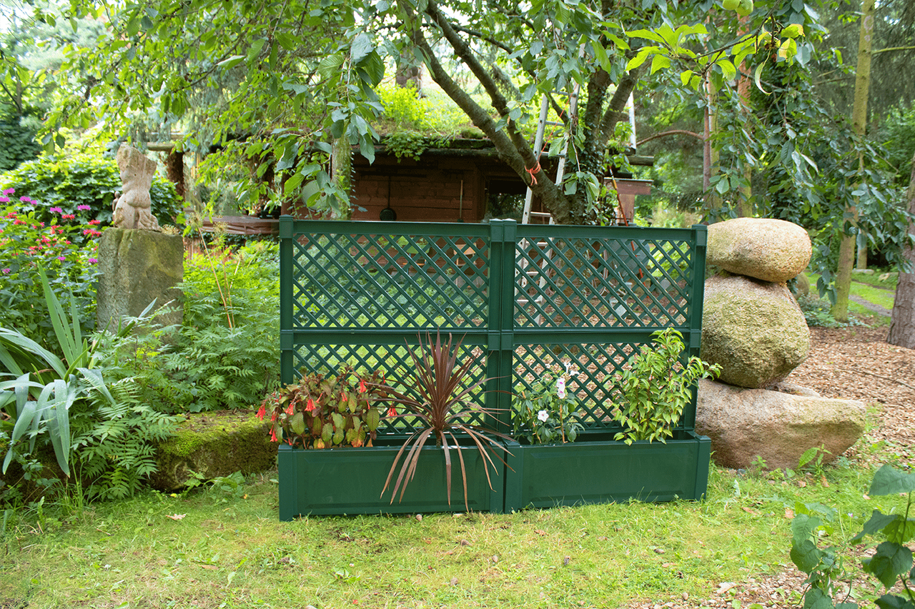 KHW KHW Pflanzkasten groß mit Zentralspalier (2-tlg.) 100 cm grün - 2er Set