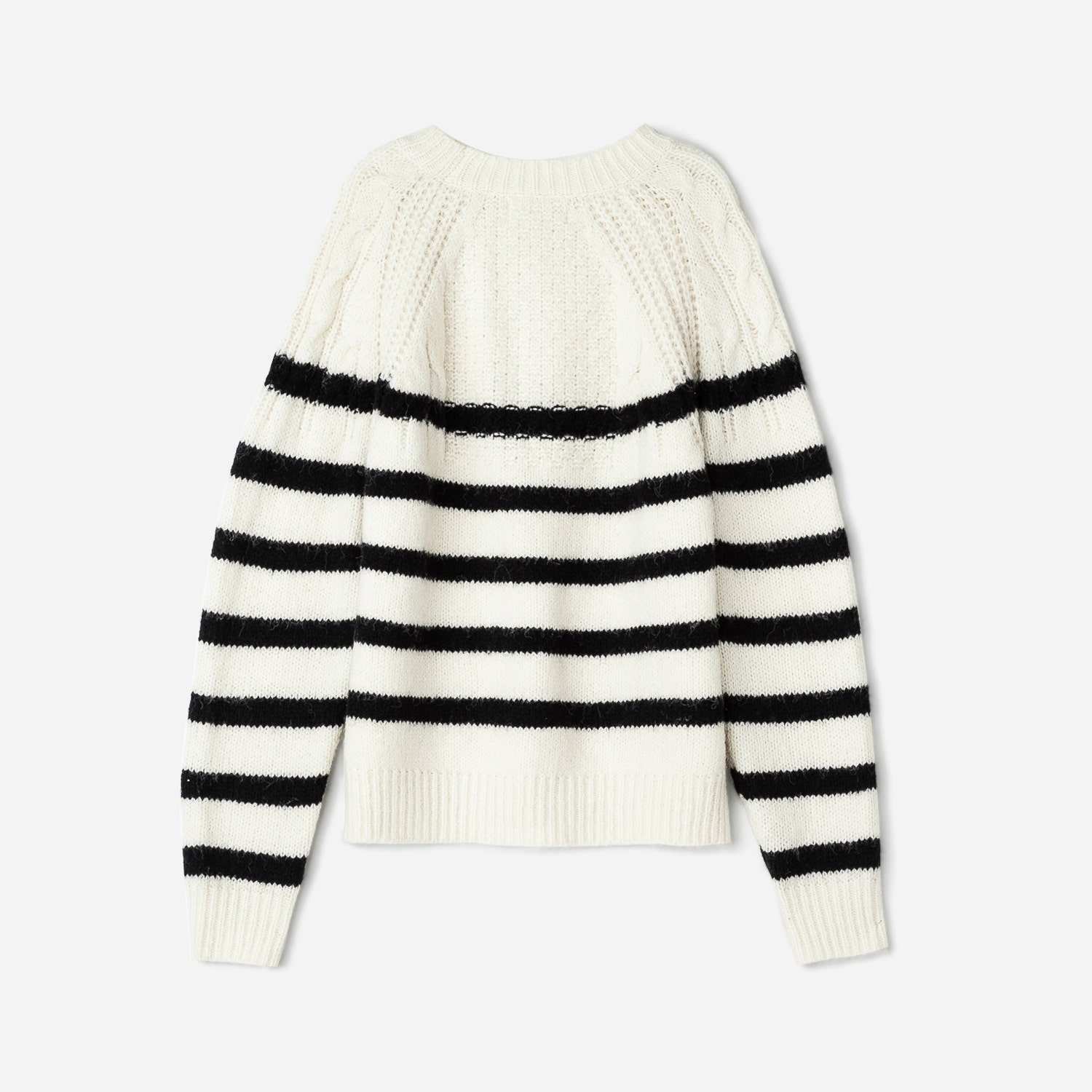 Pull marinière TEXTO écru tricot rayé noir