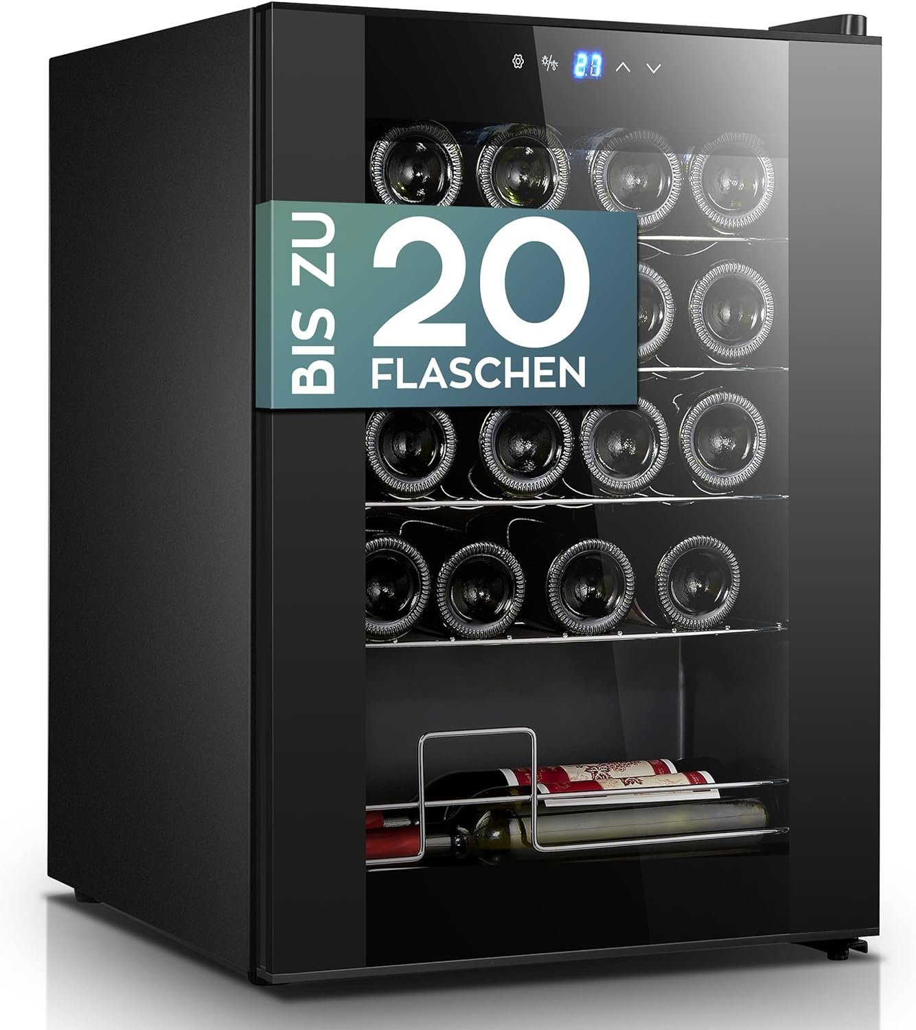 Heinrich´s Weinkühlschrank HFK 3220, für 20 Standardflaschen á 0,75l,Getränkekühlschrank, Weinkühler mit Kühlung von 5 bis 18°C