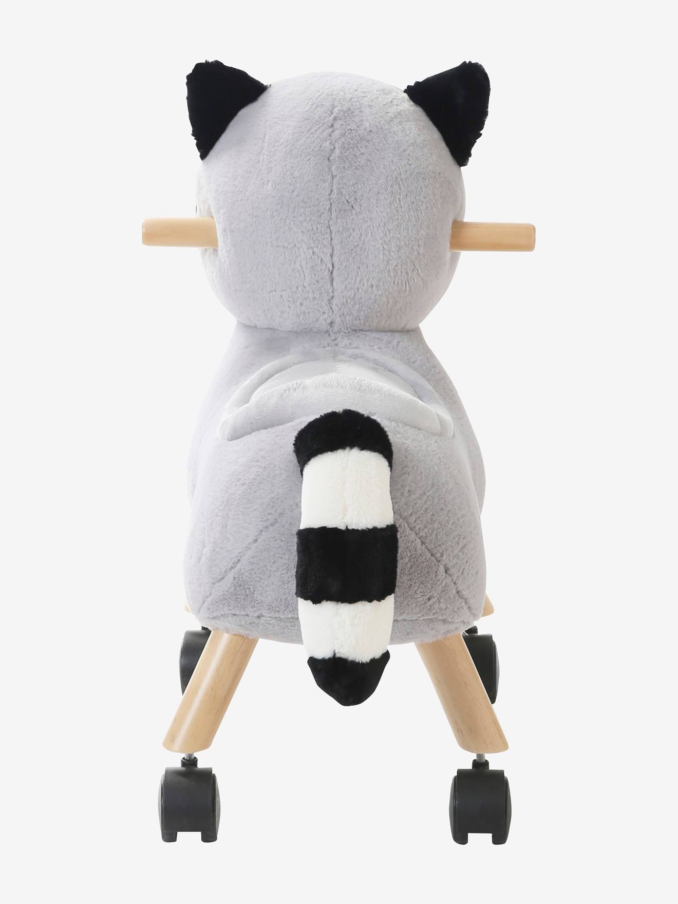 Raton laveur masqué à roulettes en peluche et bois FSC® multicolore