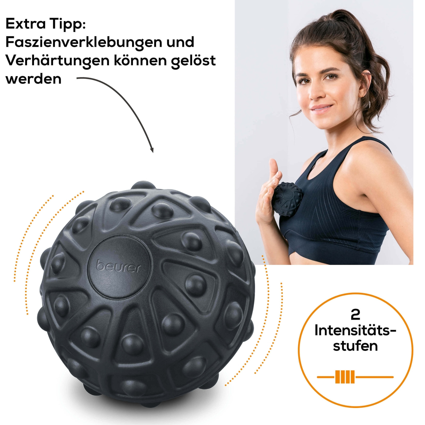 Beurer Massageball mit Vibration MG 10-Handlicher Massageball für Faszienverklebungen & verspannte Muskelpartien