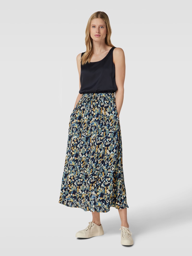 Maxirock mit Allover-Muster Modell 'Blurry' in marineblau