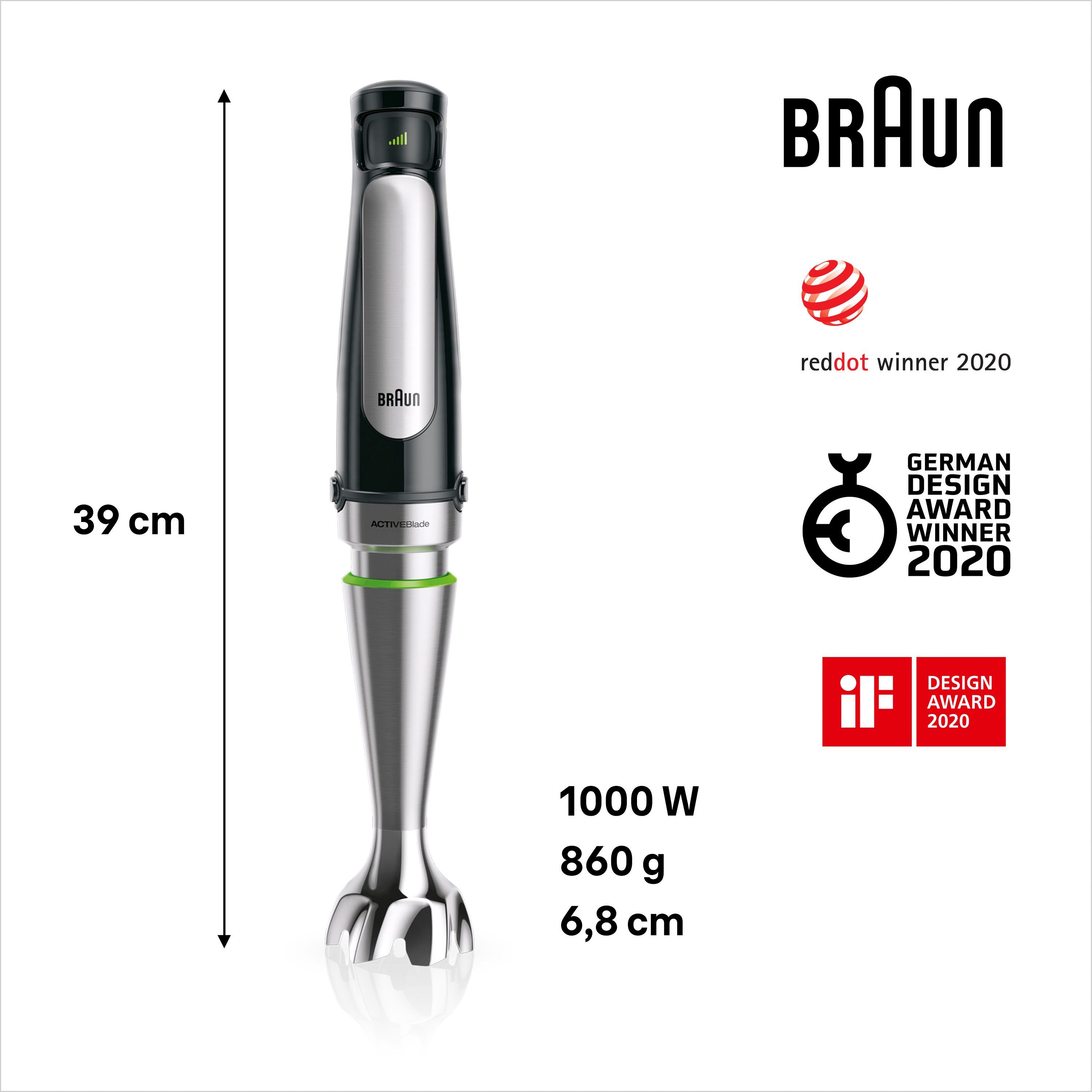 Braun Stabmixer MQ7000X MultiQuick 7, 1000 W, mit 600ml Mixbecher