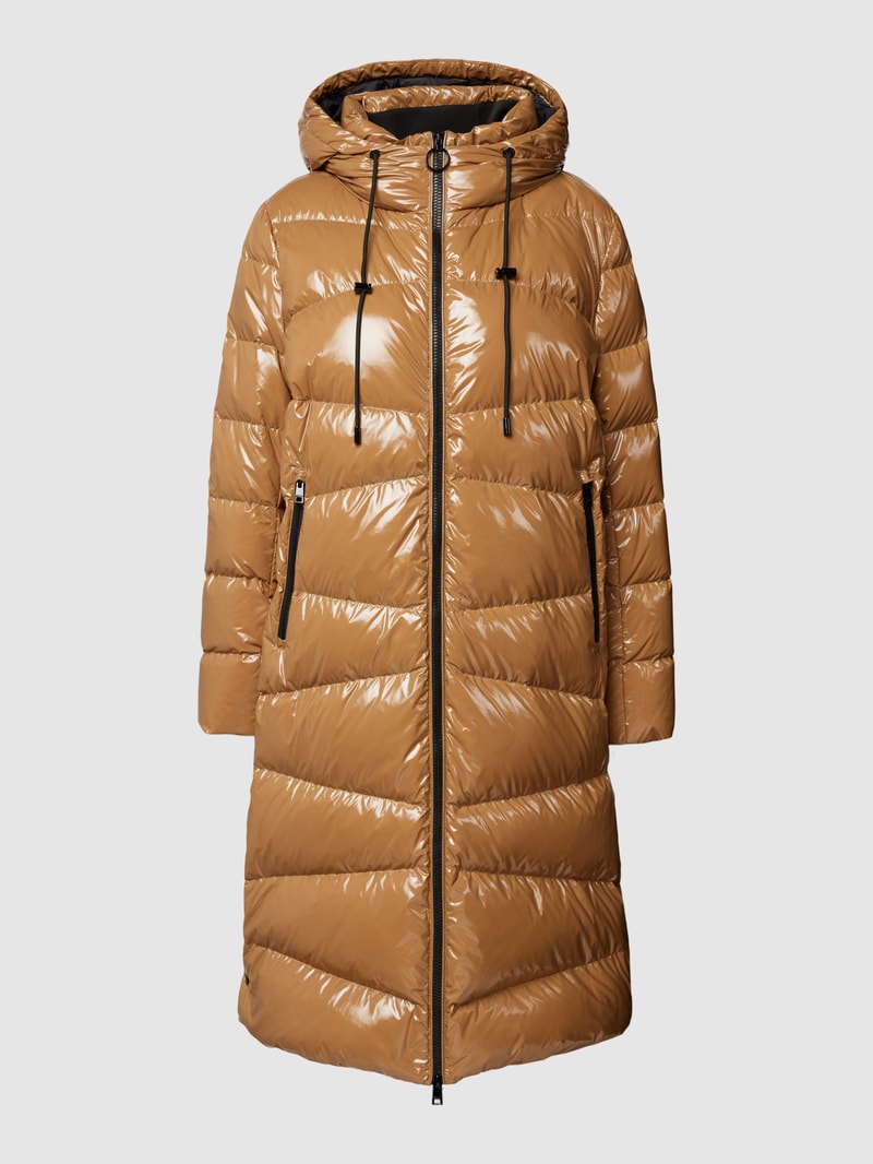 Daunenmantel mit Label-Patch in camel