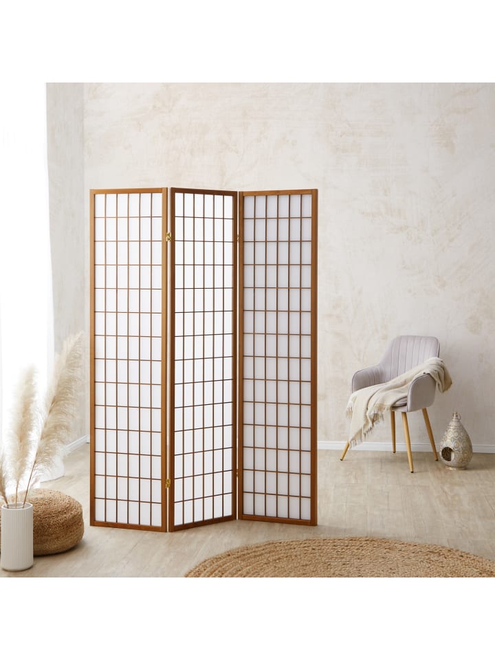 Homestyle4u 3-tlg. Paravent in Braun 132x175 günstig kaufen onesize
