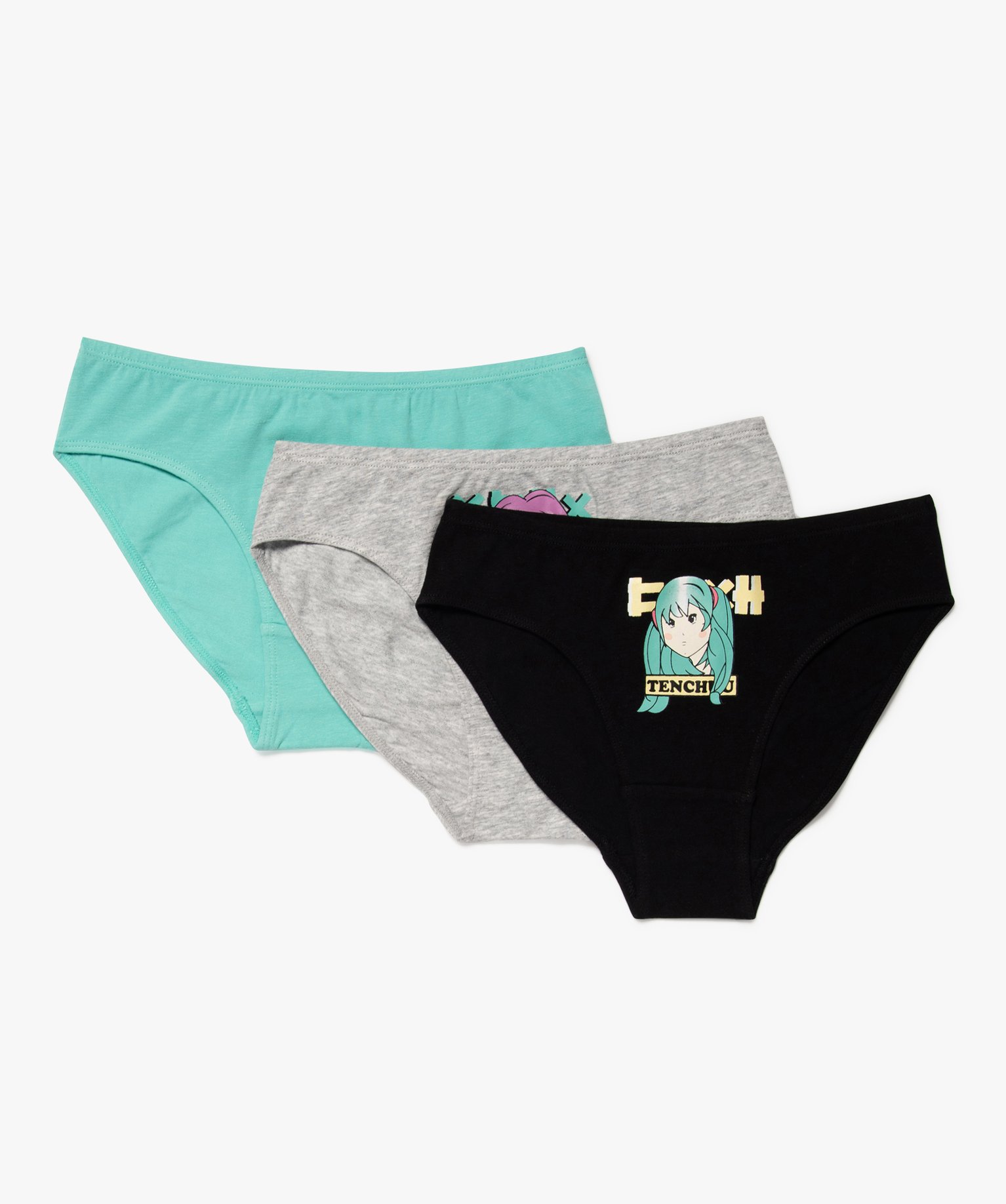 Culottes à motif manga en coton extensible fille (lot de 3) multicolore | GEMO