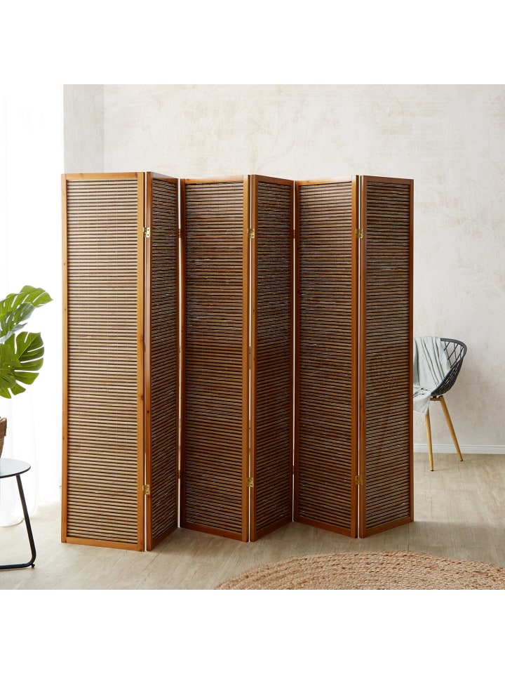 Homestyle4u 6-tlg. Paravent in Braun 264x175 günstig kaufen onesize