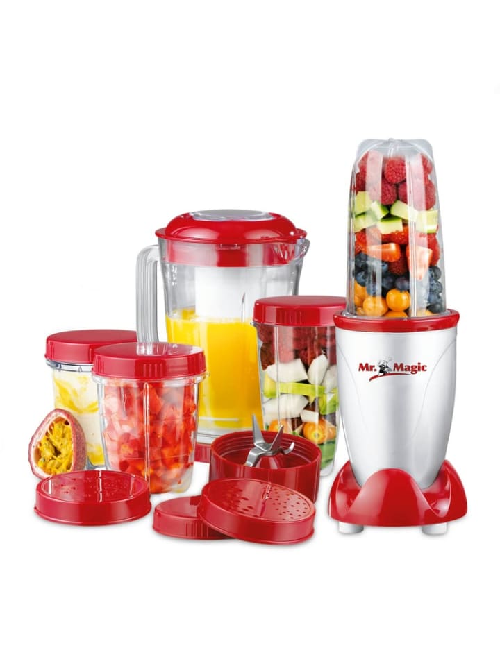 Gourmetmaxx GOURMETmaxx Mixer Mr. Magic - - Küchenmaschine - 18-tlg. - silber / rot günstig kaufen onesize