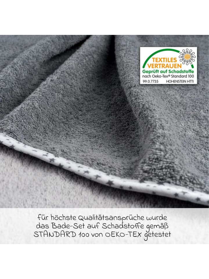 Wörner 3-tlg. Bade-Set - Kapuzenbadetuch in grau günstig kaufen onesize