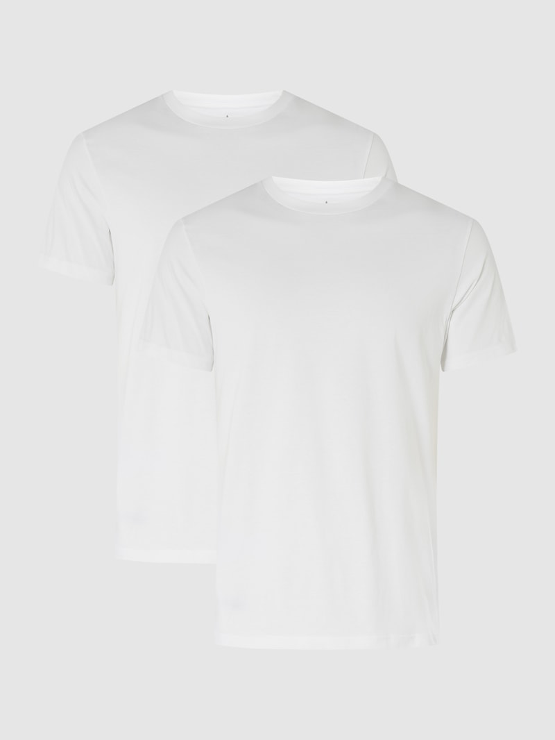 Regular Fit T-Shirt aus Pima-Baumwolle im 2er-Pack in weiß