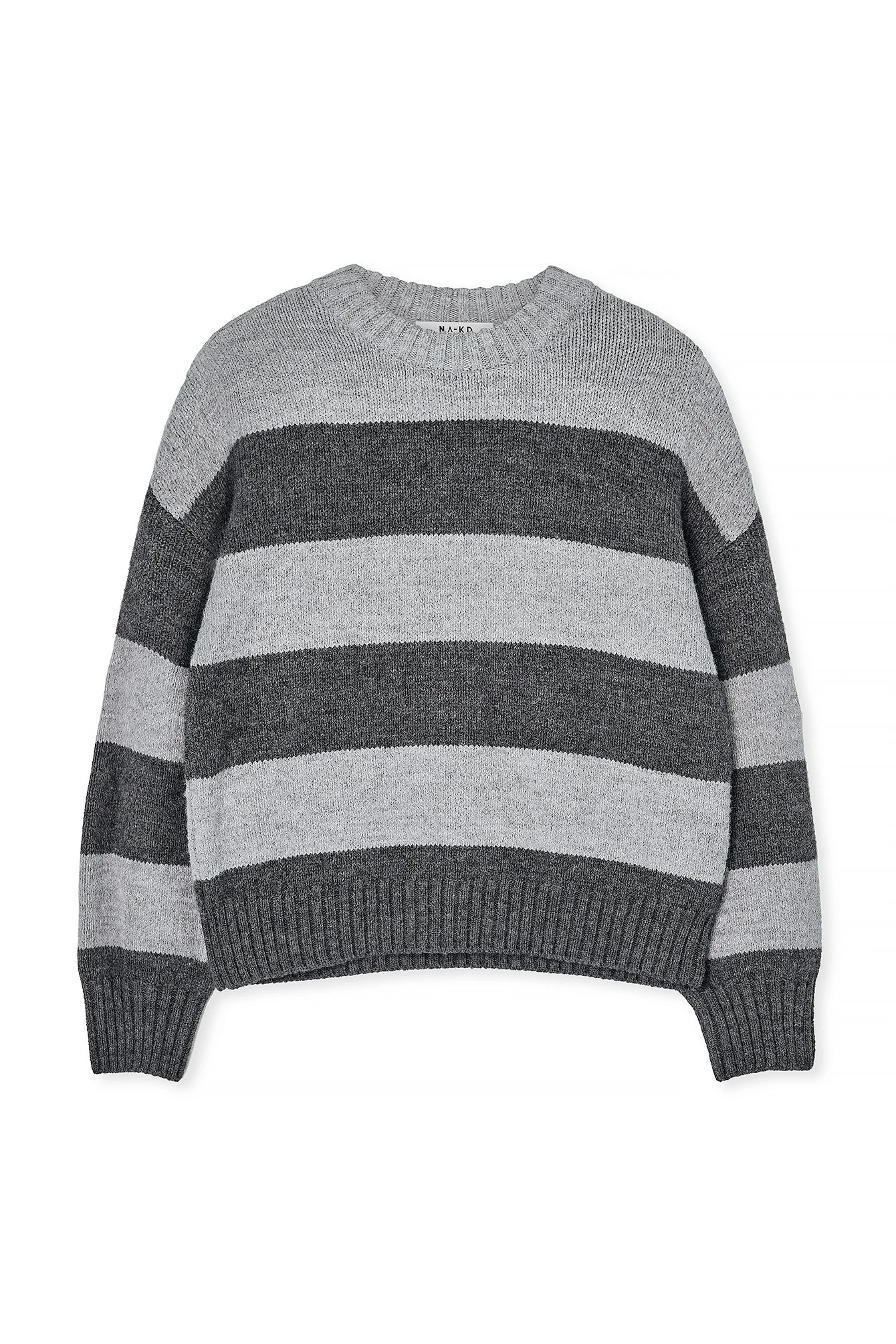 Gestreifter Strickpullover mit rundem Halsausschnitt
