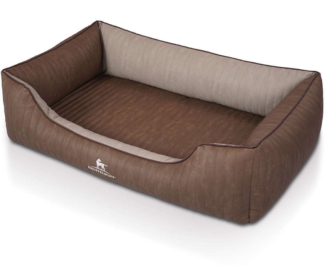 Knuffelwuff Hundebetten Knuffelwuff Orthopädisches Hundebett Outlander aus laser-gestepptem Kunstleder braun/ grau M-L