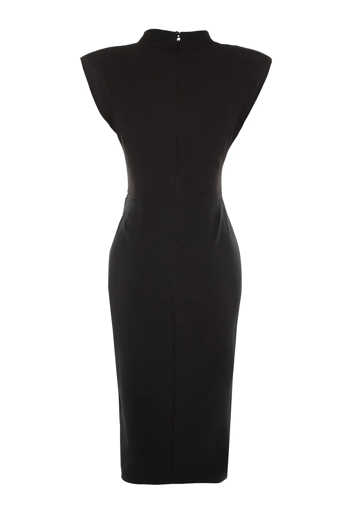 Trendyol Collection  Schwarzes, figurbetontes, elegantes Abendkleid mit gewebten Accessoires TPRAW23EL00169