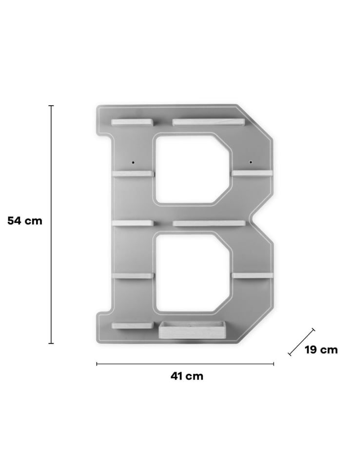 BOARTI Holz Regal Buchstabe B für Toniebox Tonies Figuren in Grau günstig kaufen onesize