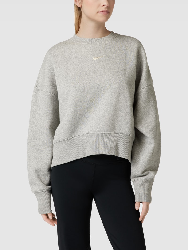 Sweatshirt mit Logo-Stitching in dunkelgrau